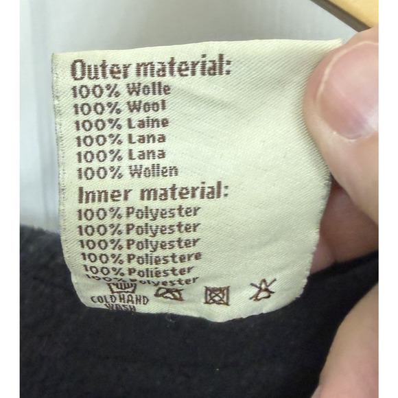 Virblatt Wool Hooded Poncho Brown Black Lining Pullover Drawstring Nepal L/XL - Picture 6 of 12